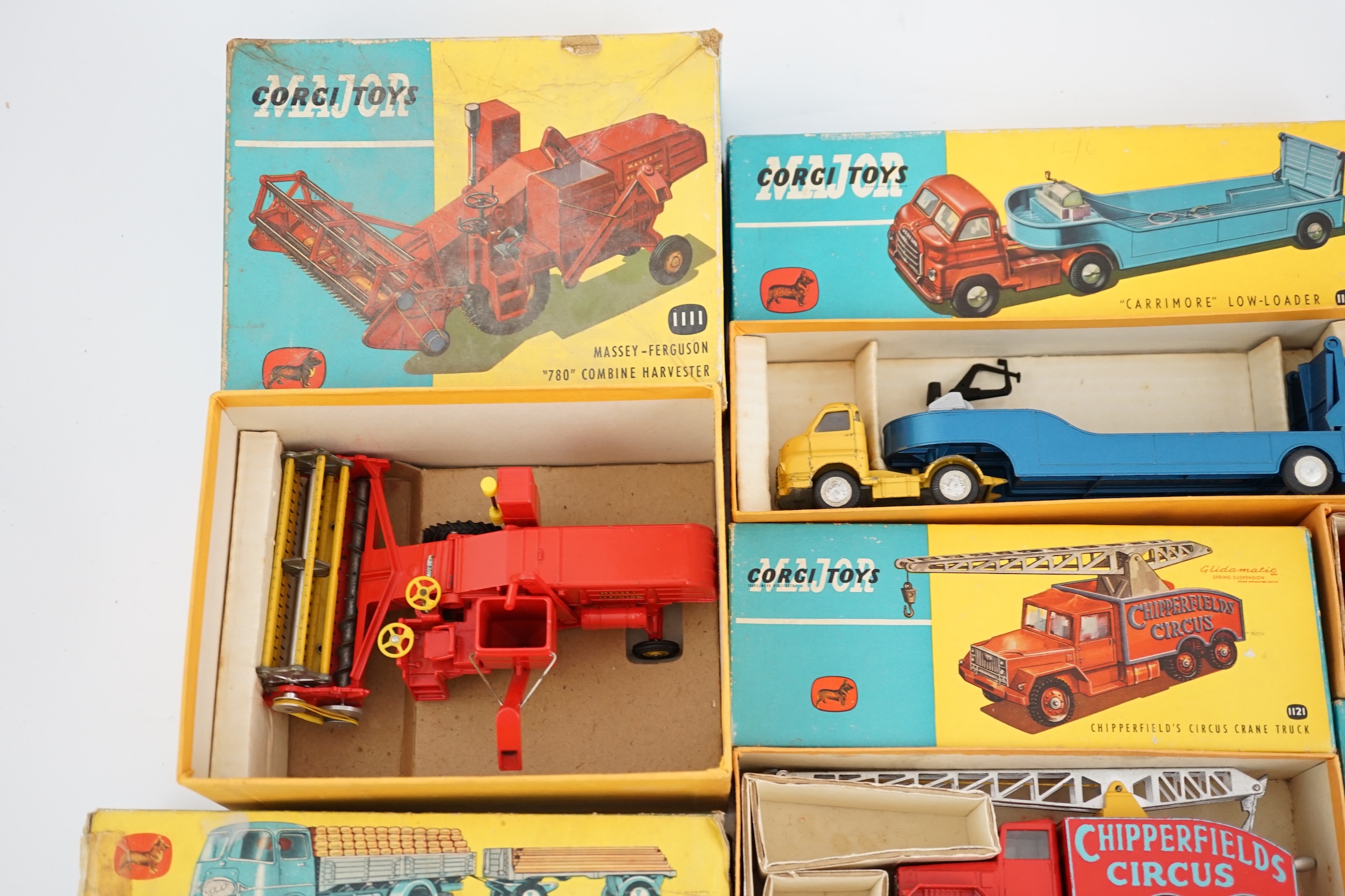 Seven boxed Corgi Toys and Major Toys